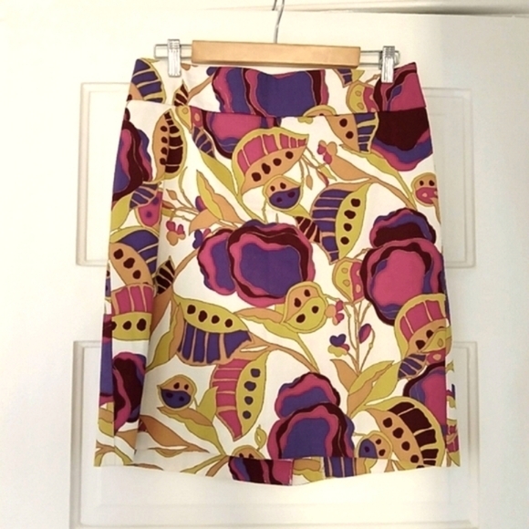 Merona Target Skirt Multicolor Floral Stretch Lined Straight Pencil Size 6 - Picture 3 of 12